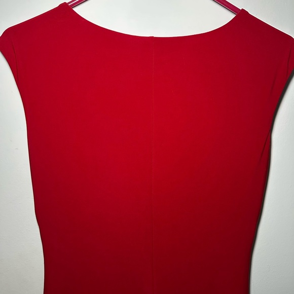 Ralph Lauren LRL Scarlet Red Cowl Neck Rusching Classy Knee Length Dress Size 6 - Picture 7 of 13